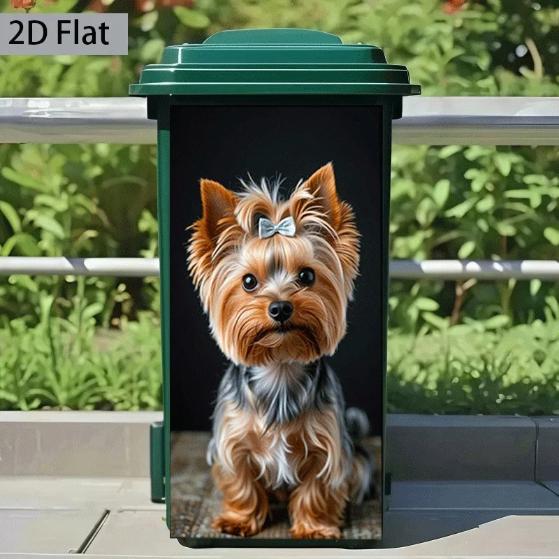 1pc Yorkshire Terrier Dog Themed Trash Can Decal Wall Sticker, Ideal for Outdoor Trash Cans, Kitchen Walls, and Home Decor.
