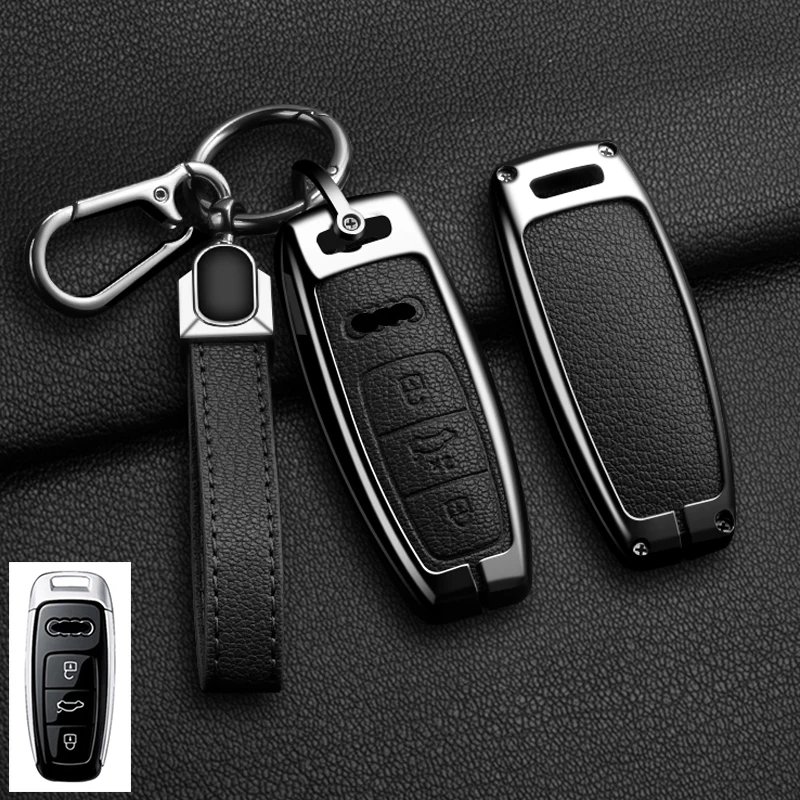 Passende Metall-Leder-Autoschlüsselhülle für Audi Q8 RSQ8 A6 C8 S6 RS6 A7 S7 RS7 A3 8Y A8 D5 4N RS E-tron GT Q4 Q7 4M Zubehör – Detail 17