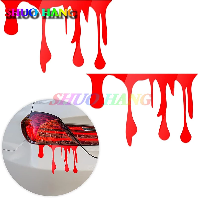 Red Blood Flowing Funny Car Stickers Bloody Horror Funny Car Headlights Window Taillights Halloween Themed Bleeding Stickers