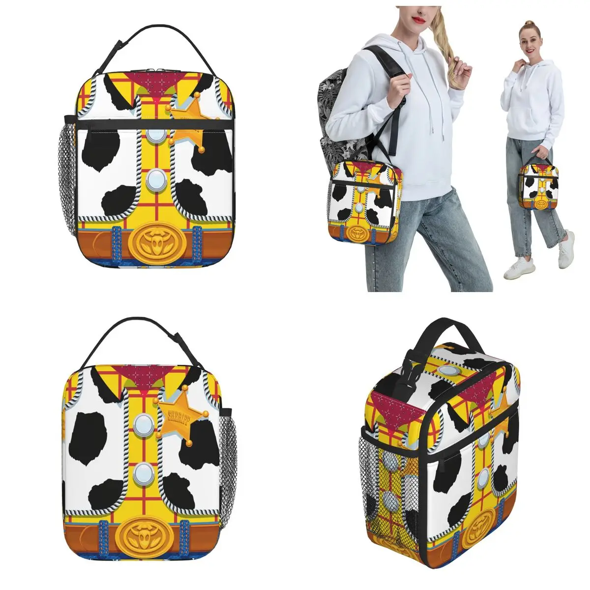 Toy Story Woody\'s Sheriff Outfit Insulated Lunch Bag Thermal Bag Reusable High Capacity Tote Lunch Box Bento Pouch Beach Picnic