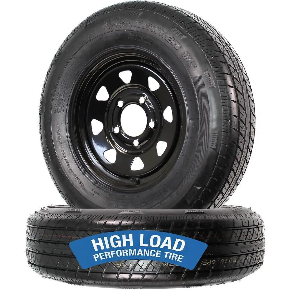 Radial ST175/80R13 175/80 Load D 5-4.5 Black Spoke Wheel - 6 Year Warranty with Roade