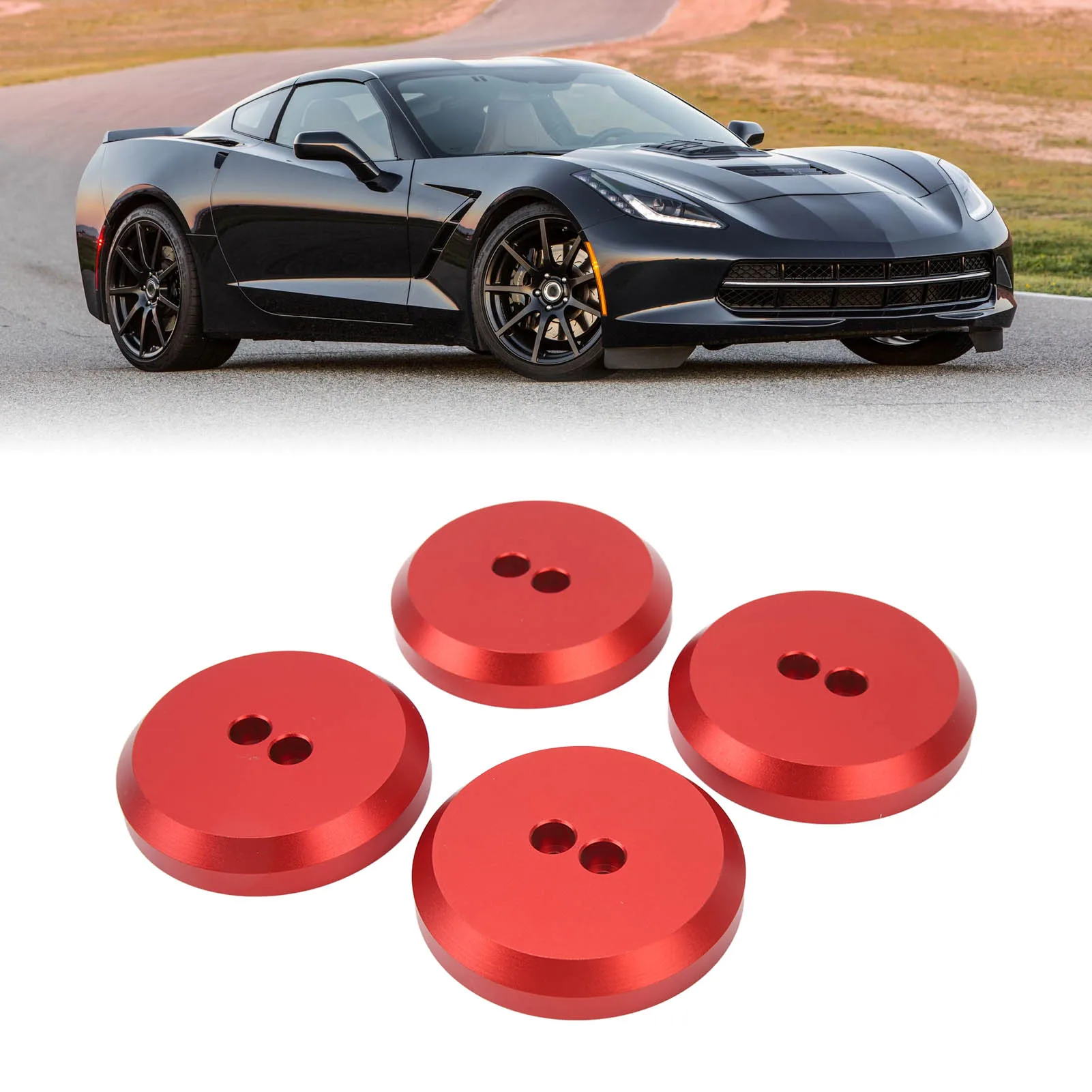 

4 шт., адаптер для разъема, алюминиевый напольный разъем, замена для Chevy Corvette C5 C6 C7 C8, красный