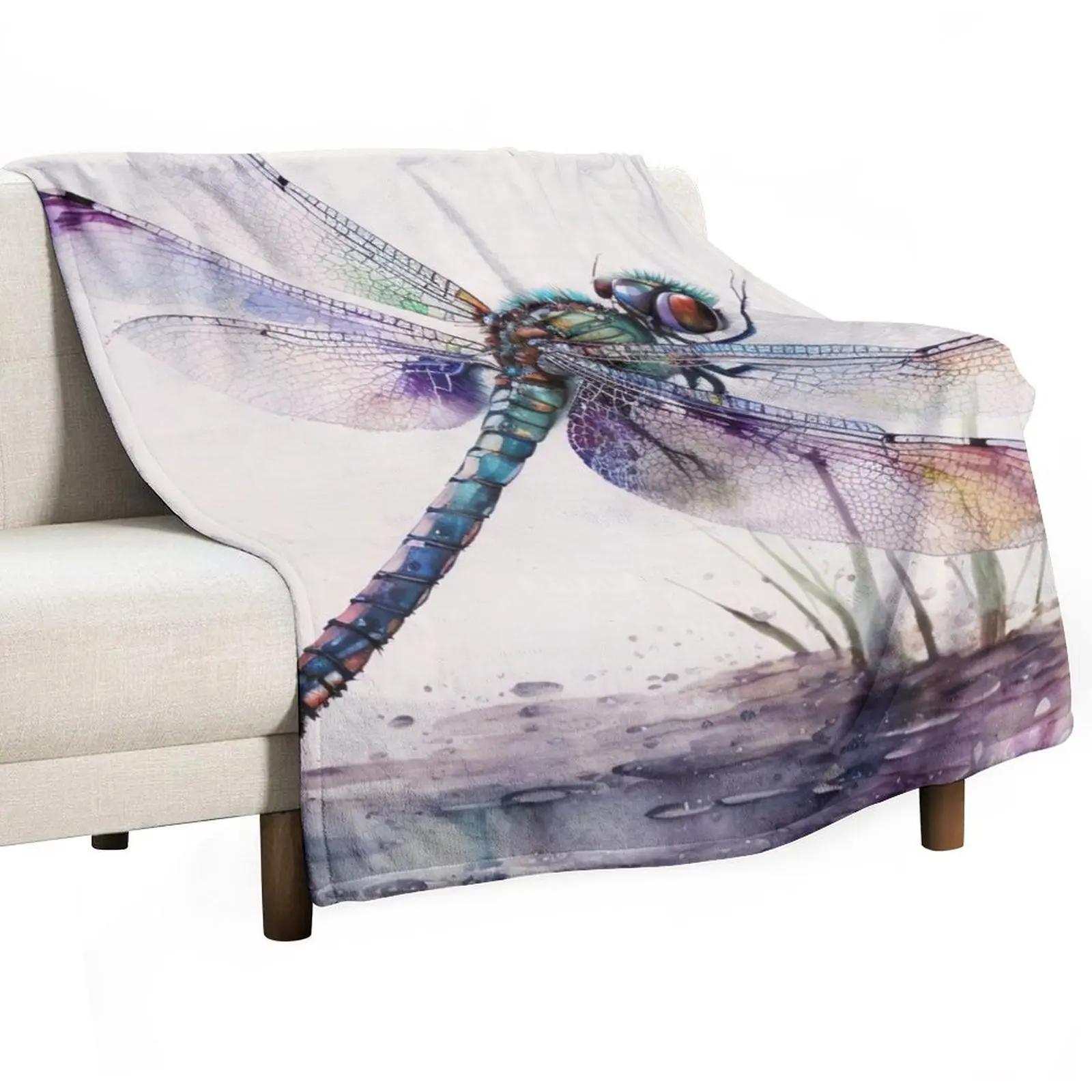 

Dragonfly watercolour painting 2 Throw Blanket Multi-Purpose Thermals For Travel For Decorative Sofa For Sofa Thin Blankets