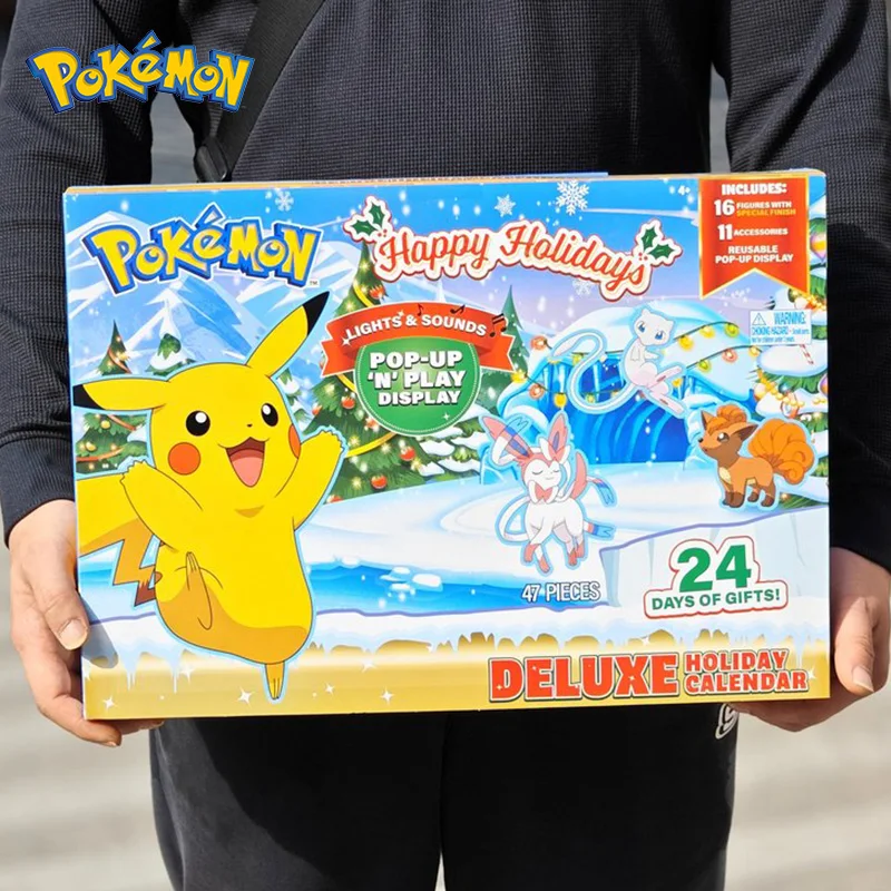 

Pokemon Deluxe Holiday Calendar 47 Pcsgifts Lights Sounds Pop Up Play Display Pokemon Figures Accessories For Kids
