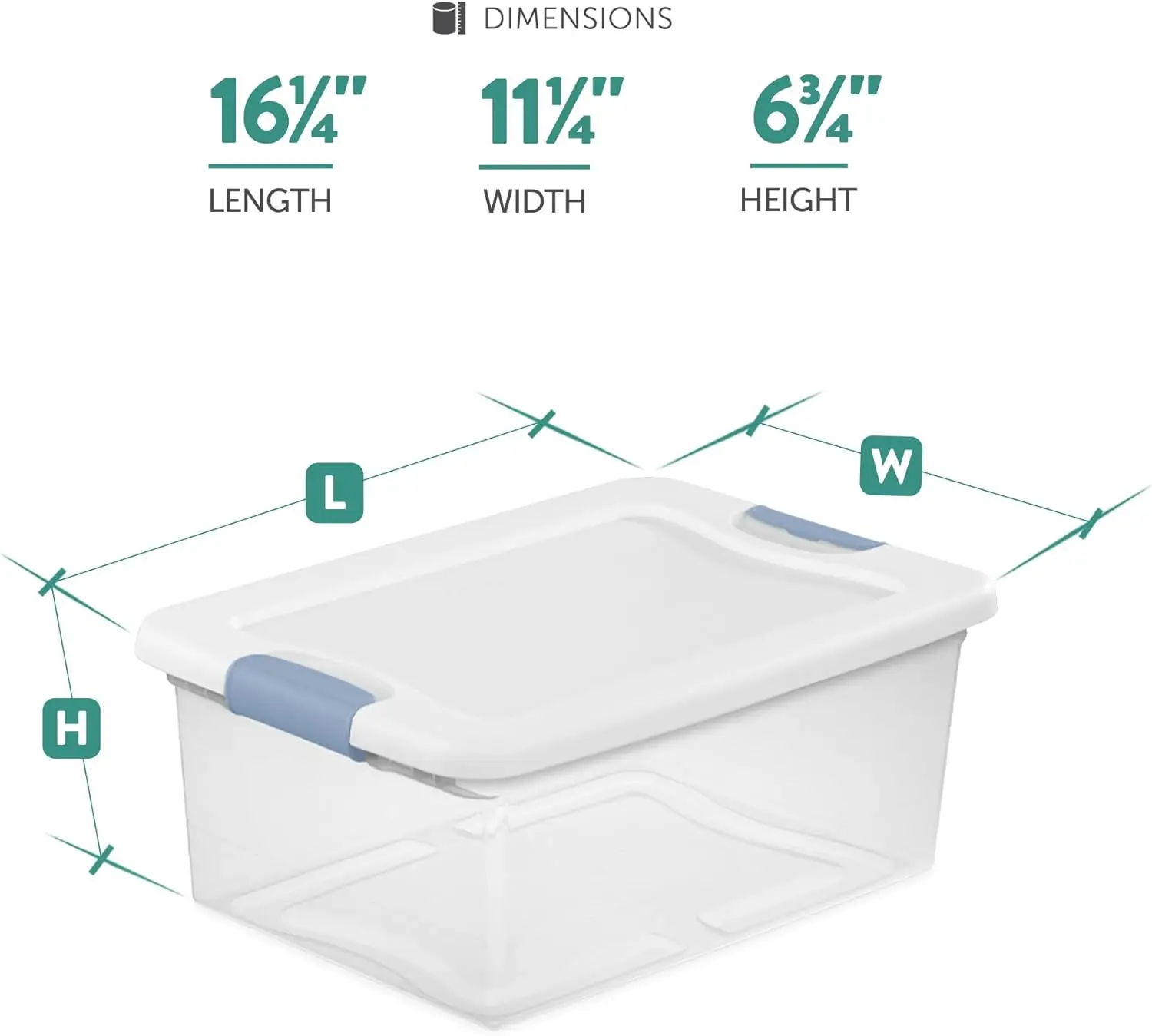 Comfort corner 15 Qt Latching Storage Box, Stackable Bin with Latch Lid,Organize Closet Shelf, Clear with White Lid, 12-Pack