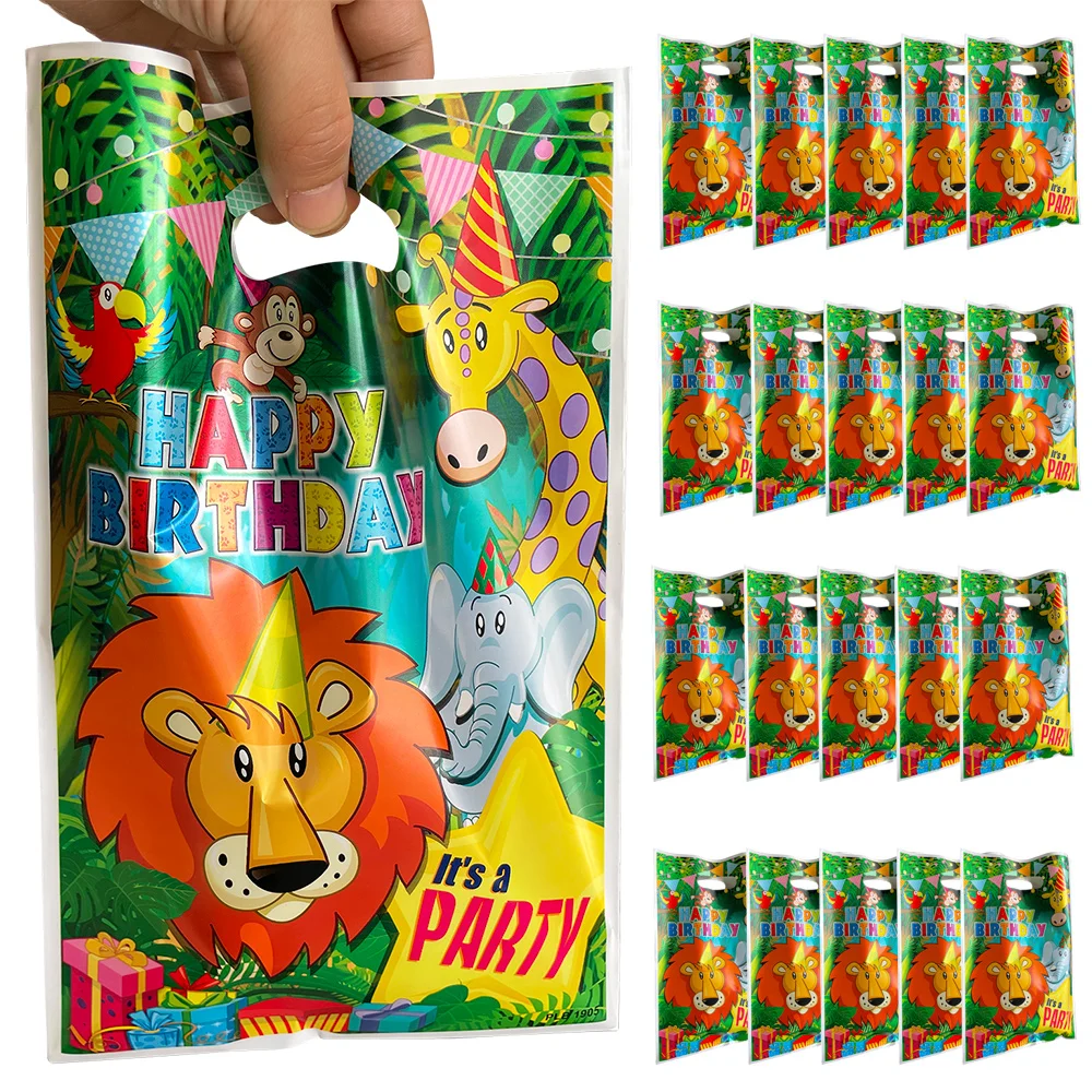 

30Pcs Jungle Party Favor Bags Safari Animal Theme Birthday Plastic Bags Pirate Goodie Bags for Kids Birthday Baby Shower