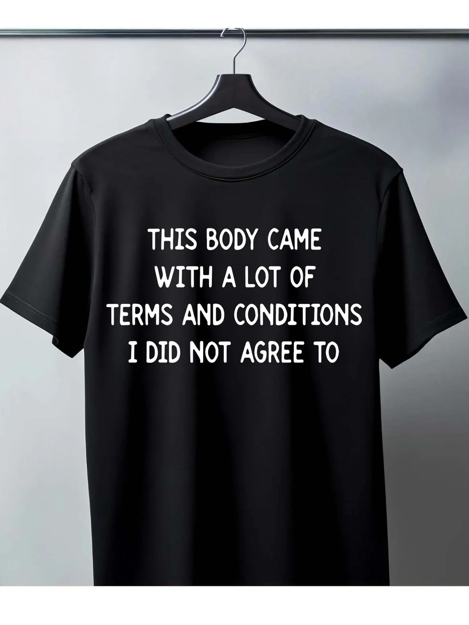 

Men's Graphic Casual T-shirt Pure Cotton Black Terms and Conditions Humorous Print