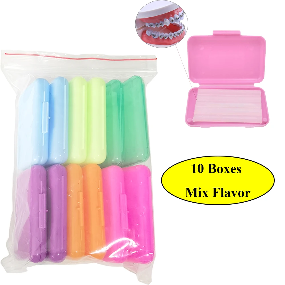 10 صندوق شمع لتقويم الأسنان لتخفيف الأسنان لتهيج اللثة أداة تبييض الأسنان نكهة الفاكهة طبيب الأسنان نظافة الفم شمع أورثو