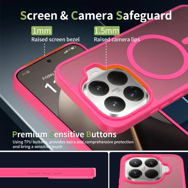 Magnetische, matte, stoßfeste Hülle für Xiaomi 17T Pro, Magsafe, kabelloses Laden, harte Acryl-Soft-Frame-Schutzhülle für Mi 15T 15TPro – Detail 2