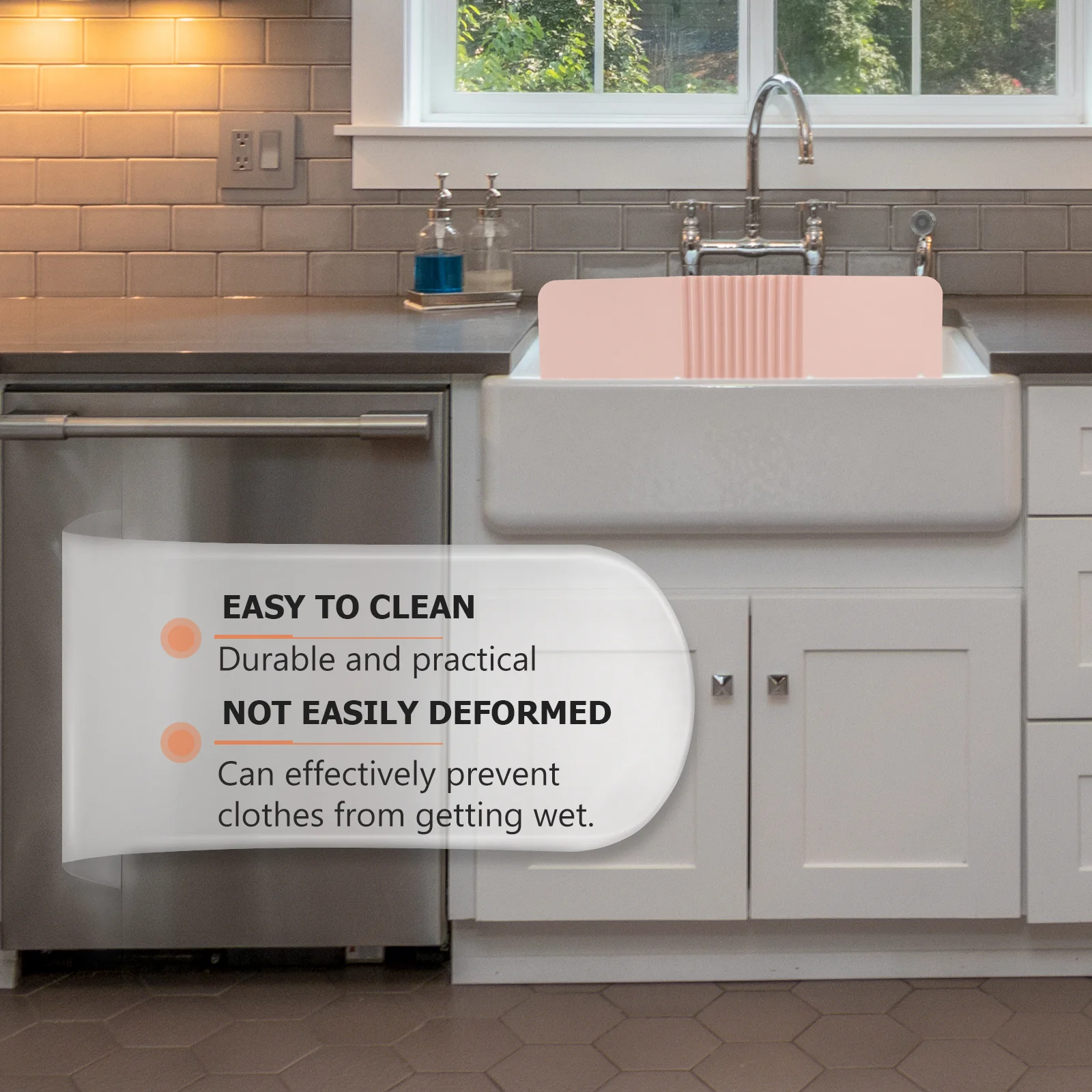 

1Pcs Sink Baffle Water Guard Made of Premium Suction Cup Bright -Proof Household Sink Barrier Board