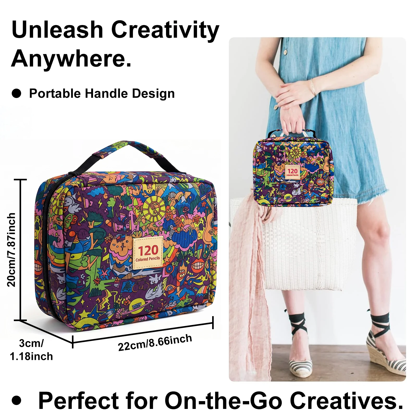 1pc 72/120/260-Slot Colored Pencil Case,with Zipper Closure,Multilayer Organizer for Artists,Pencil,Making It Portable