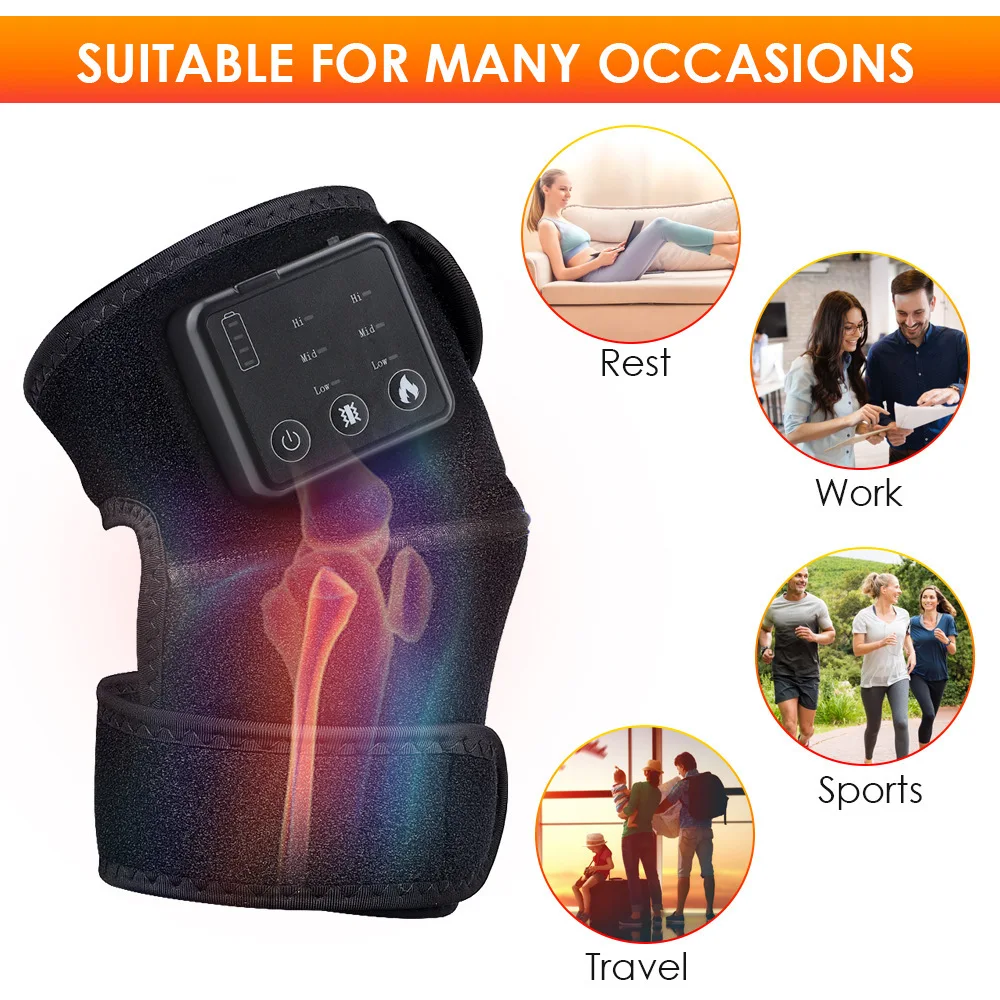 Heat Therapy Knee Support Brace Wrap Heated Vibration Massage Knee Joint Pain Relief Arthritis Rheumatism Treatment Far Infrared