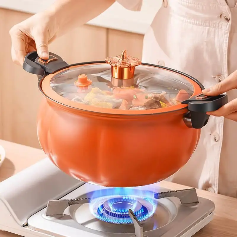 Micro Pressure Pot 8L Multifunctional Large Capacity Pumpkin with Visible Lid and Steamed Grid Induction Cooker Universal Pot