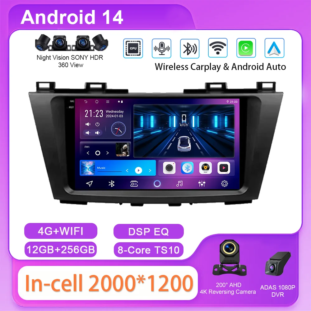 

Android For Mazda 5 CW 2010 2011 2012 2013 2014 2015 Carplay Stereo Auto Multimedia Car Radio Navigation Player Video DSP 4G GPS