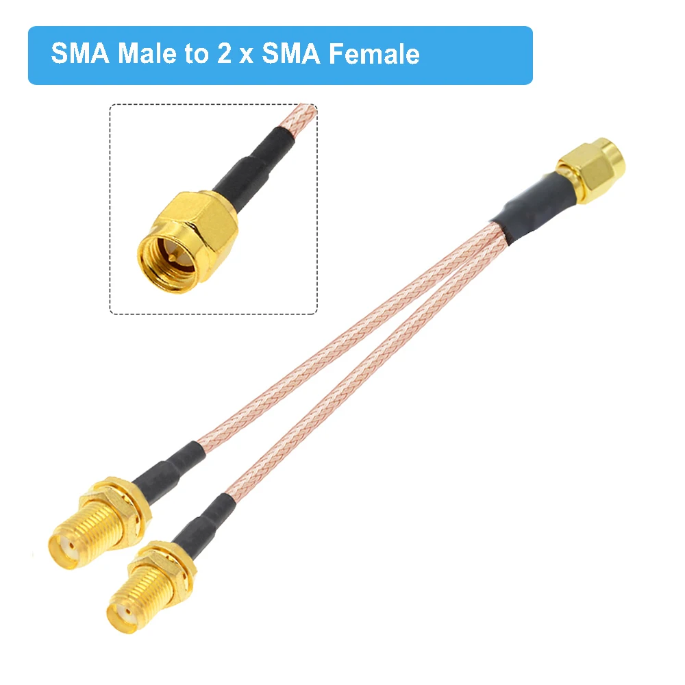 SMA Male to Dual RP-SMA / SMA Female Bulkhead Y Type Splitter Combiner WIFI Antenna Extension Cable RG316 RF Coax Pigtail Jumper
