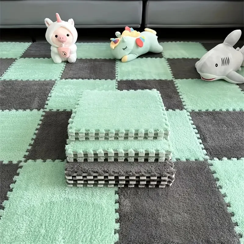 

20Pcs Plush Baby Crawling Mats BPA Free Non-slip Soft Foam Mats Suitable for Living Room Bedroom Children's Room Floor Tiles