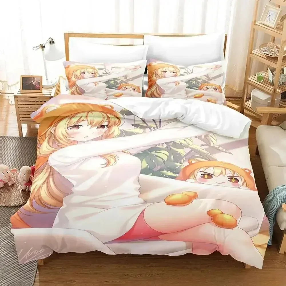 Himouto! Umaru-chan Bettwäsche-Set für Einzelbett, Twin, voll, Queen-Size-Bett, Bett-Set für Erwachsene und Kinder, Schlafzimmer, Bettbezug-Sets, Anime-Bettlaken-Set