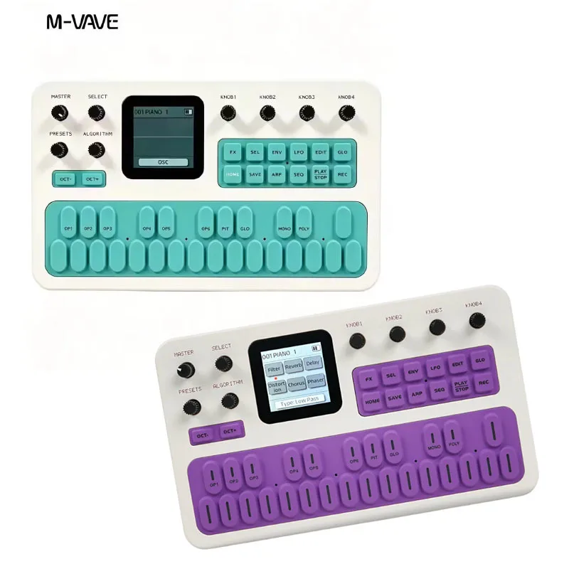 nuovo-sintetizzatore-portatile-m-vave-fm1-mini-bianco-viola-verde-tastiera-in-silicone-fm-arranger-da-esterno-con-tromba-automatica-effetto-tascabile
