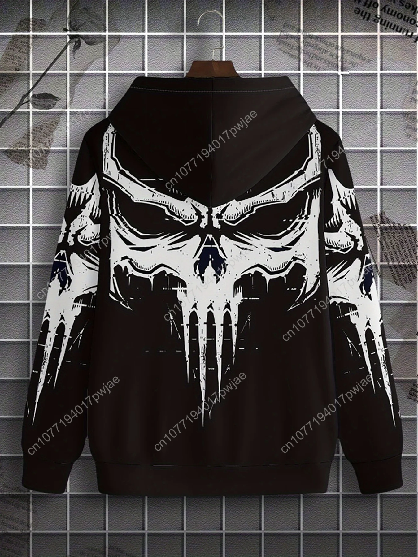 Мужская креативная толстовка с абстрактным 3D принтом черепа и карманом-кенгуру, повседневная вязаная толстовка из полиэстера с длинными рукавами и капюшоном для улицы