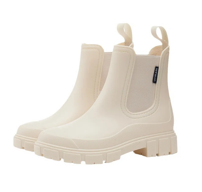Women Waterproof Boots New Fashion Elastic Mouth Ankle Boots Mid Top Rain Shoes Non Slip Outdoor Indoor Chelsea Boot Wading Shoe