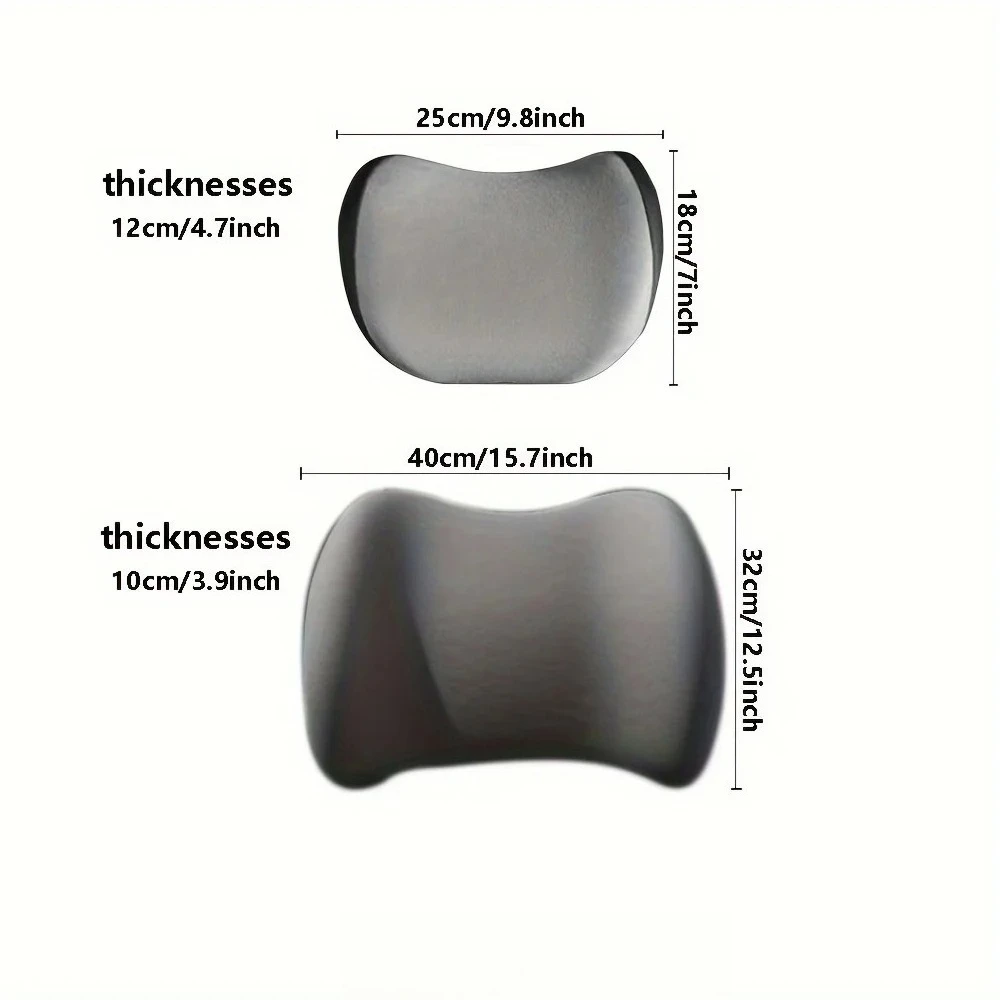 Memory-Schaum-Kopfstütze und Lendenstütze-Set, ergonomisches Nackenkissen für das Auto, atmungsaktive Rückenlehne und Sitzkissen für Reisen – Detail 10