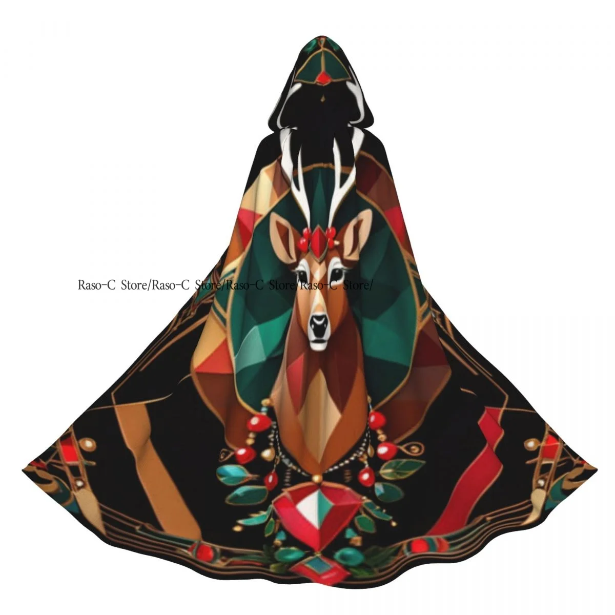 

Adult Cloak Cape Hooded Christmas Reindeer Traditional Vintage Art Medieval Costume Witch Wicca Vampire Elf Purim Carnival Party