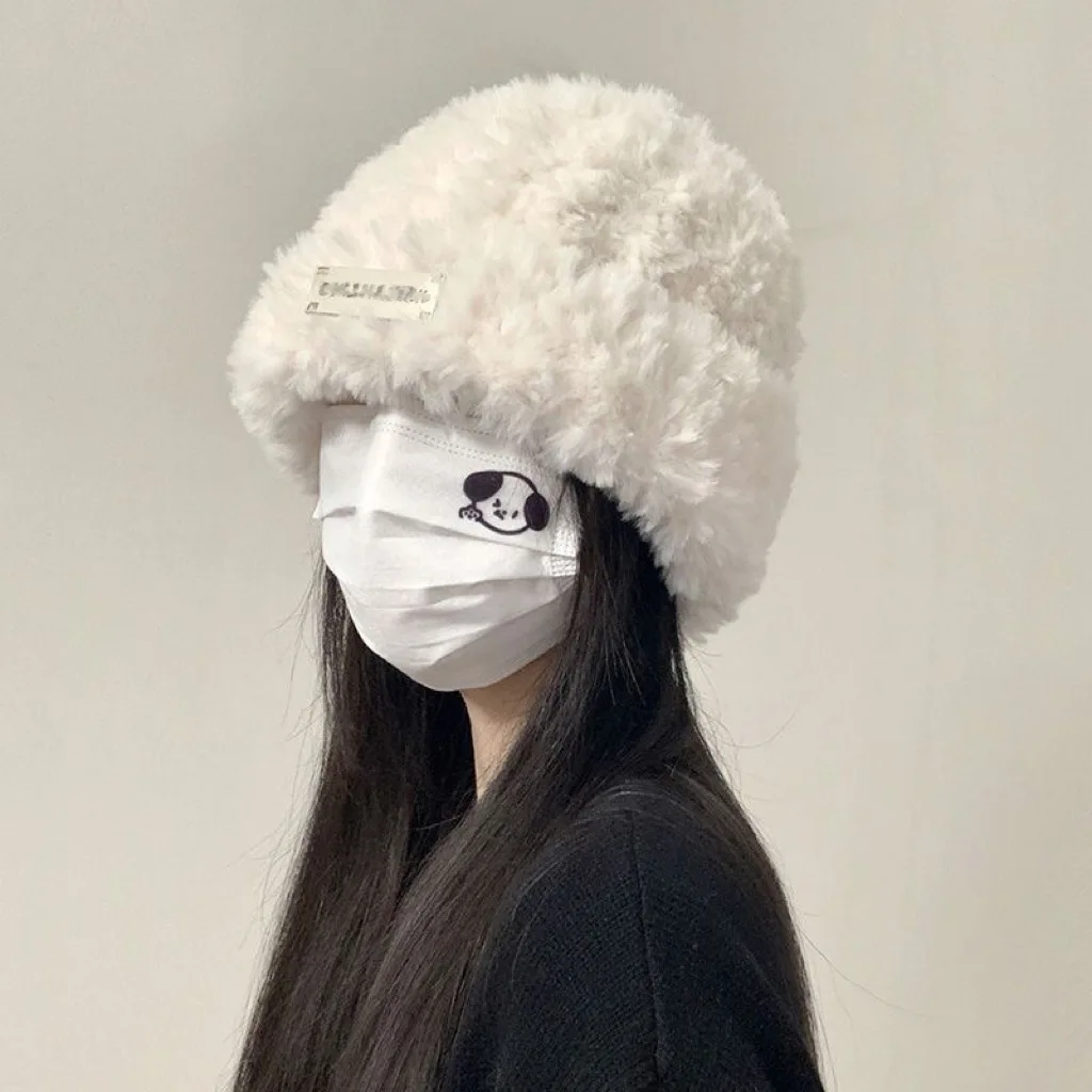 

2023 Knit Winter Hat for Womens Fake Fur Fluffy Knitted Beanies Flocking New Bonnet Female Soft Warm Skullies Beanies Y169