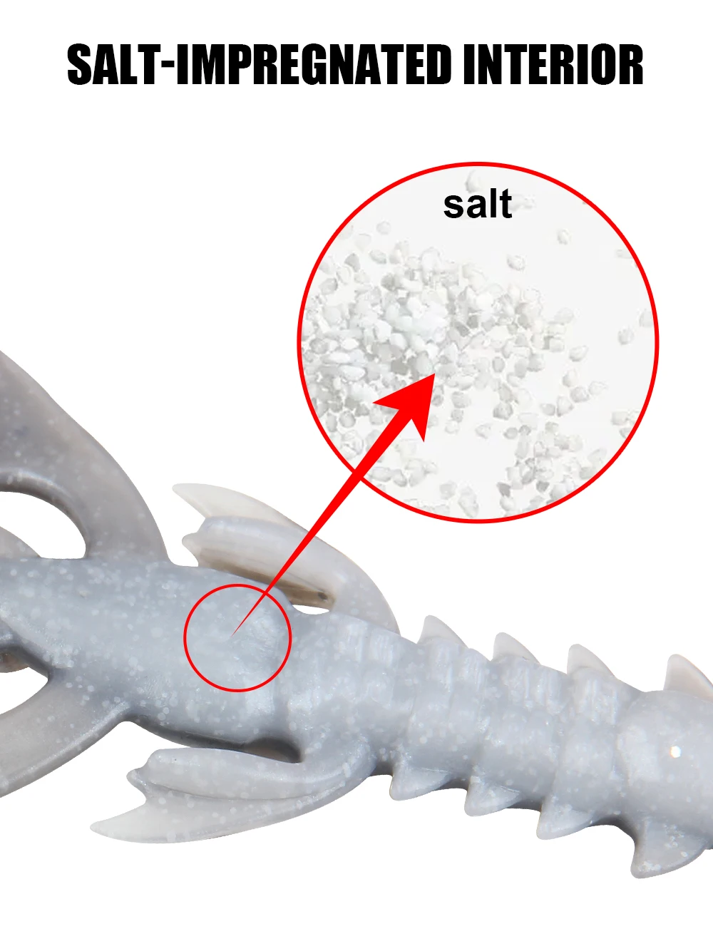 Spinpoler Schwimmender Krapfen-Softköder, wendige Gummigarnelen, leicht gesalzener Kunstköder, 4 cm, 6,5 cm, Angelzubehör für Süß- und Salzwasser – Detail 6