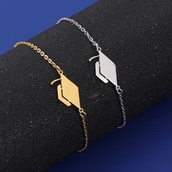 Trendy Bachelor Cap Charms Stainless Steel Bracelet Graduate Hat for Student Souvenir Graduation Season Gift Wholesale