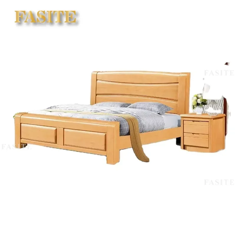 For King Queen Size Bed Frame Wooden Furniture Modern Luxury Wood Design Customized Bedroom Aesthetic Sturdy Support