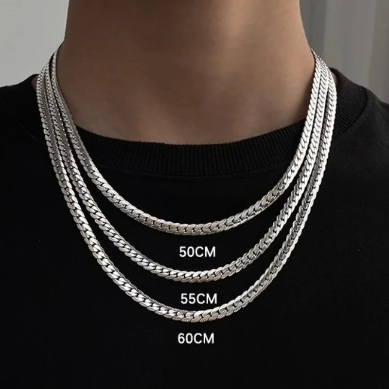 Neue Halskette aus 925er Sterlingsilber, 5 mm Seitenkette für Männer und Frauen, Hochzeitsschmuck, luxuriöser Modestil, Verlobung, hochwertige Geschenke