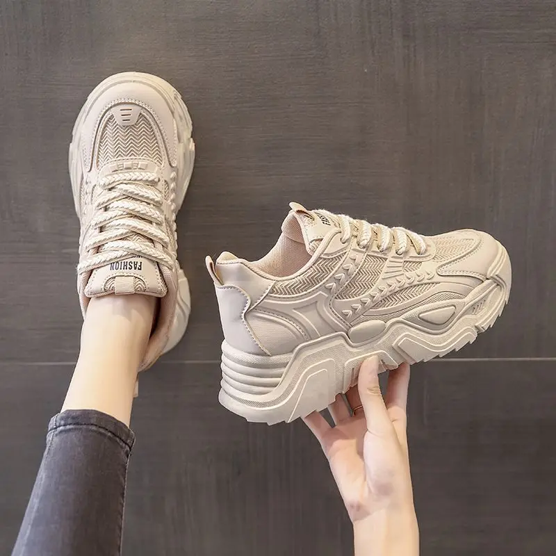 Sports Sneakers Ladies Footwear Athletic High on Platform Mesh Breathable Women's Dad Shoes Original Fashion 2024 New Arrival A