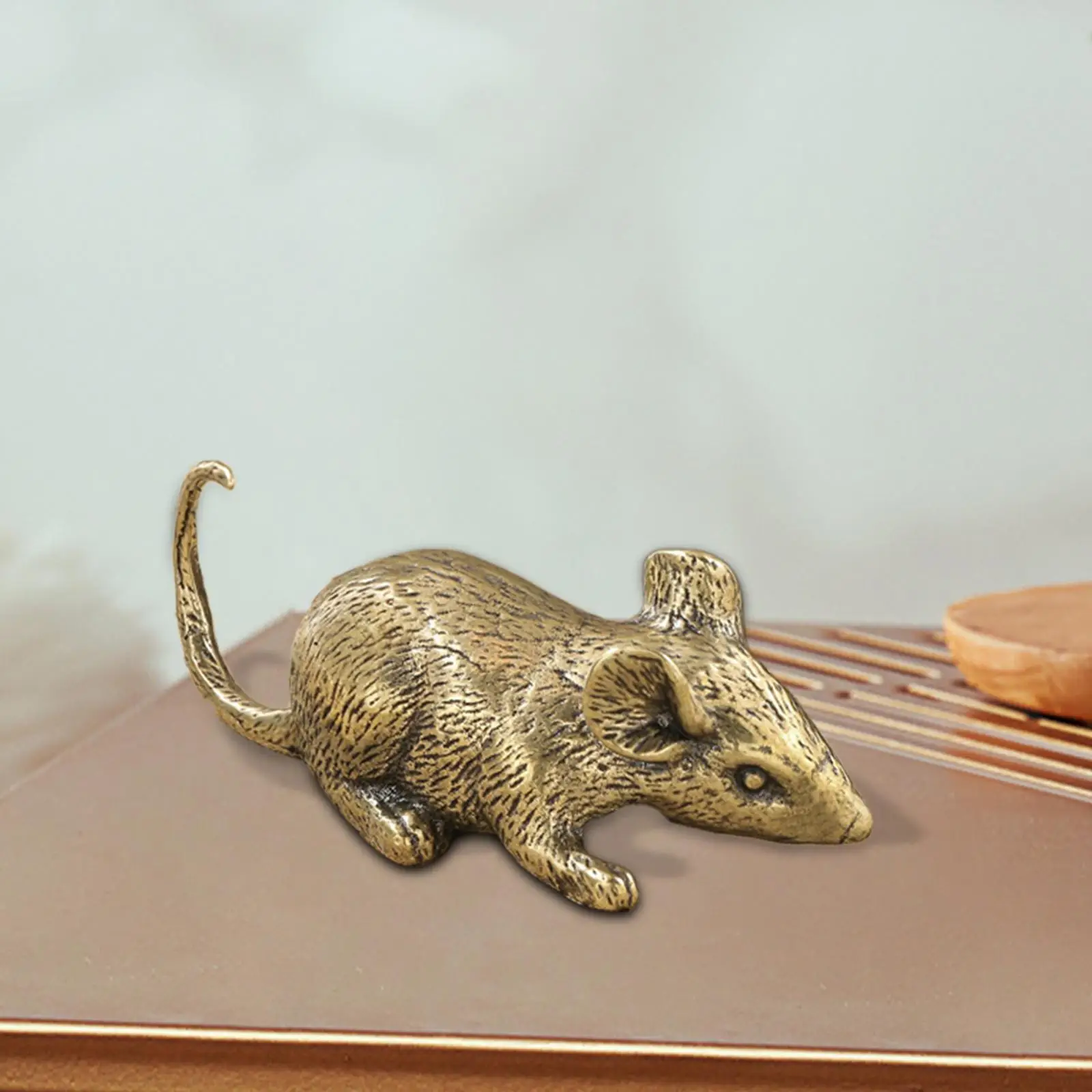 Brass Mouse Statue Desktop Ornament Fine Craftsmanship Wear Resistant Mouse