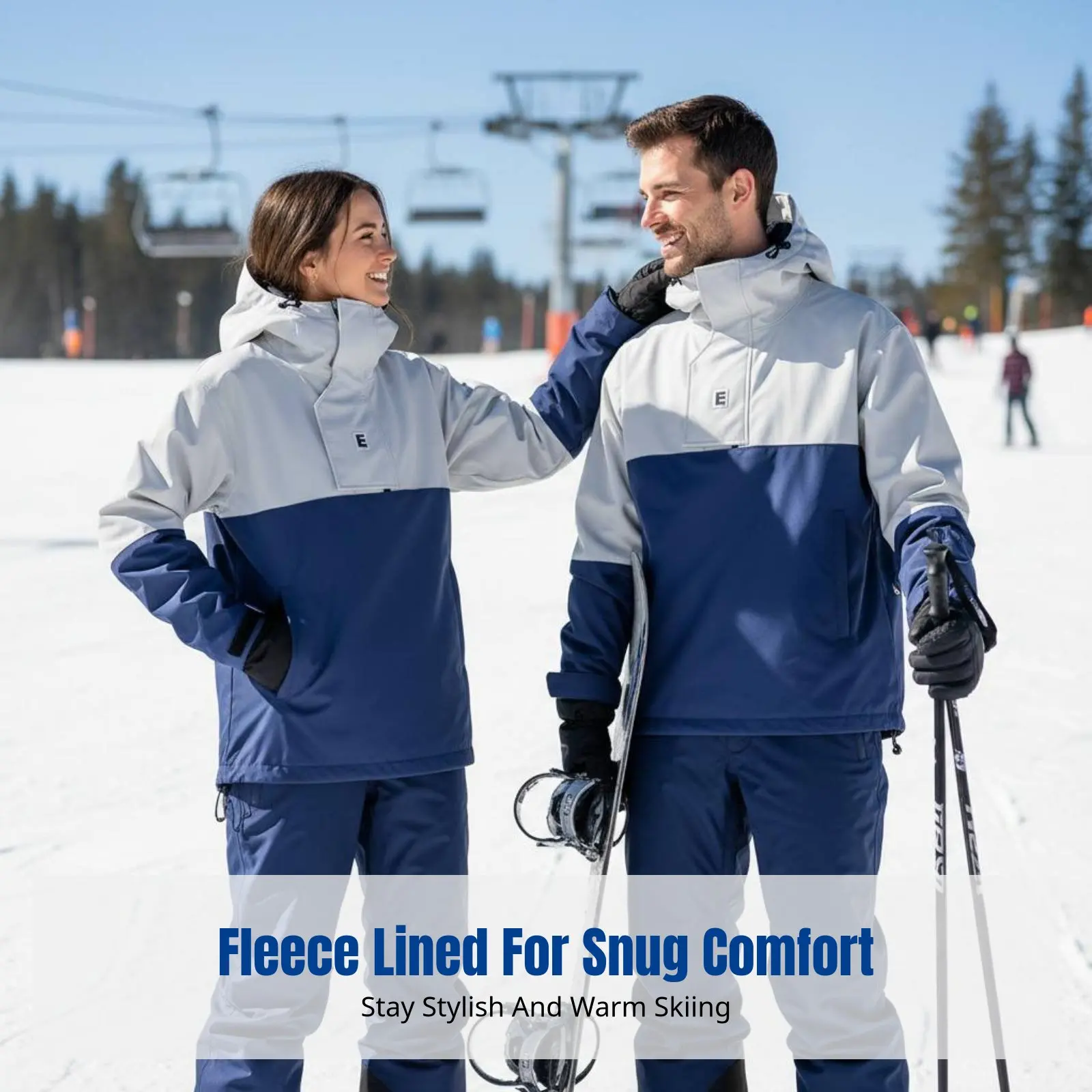

Ski Suit Set, Fleece-Lined Winter Jacket & Pants, Waterproof, Unisex Outerwear for Snowboarding & Skiing