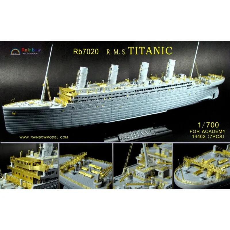 Modelo Arco Iris 1/700 R.M.S. Piezas de mejora del modelo Titanic Ship para el kit Academy 14402