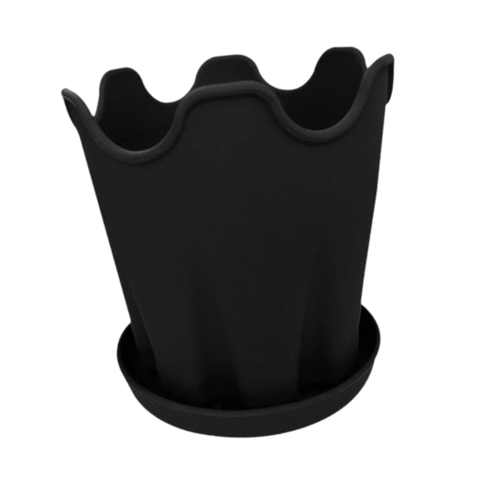 Plants Pot with Tray Silicone Lightweight Versatile Home Decor with Drainage Hole for Cafe Shelf Indoor Outdoor Floor Potted