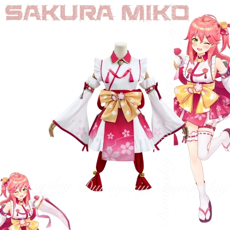 홀로리브 게이머 버추얼 앵커 사쿠라 미코 신사 소녀 디지털 사쿠라 신사 제로 유튜브 코스프레 의상 풀세트