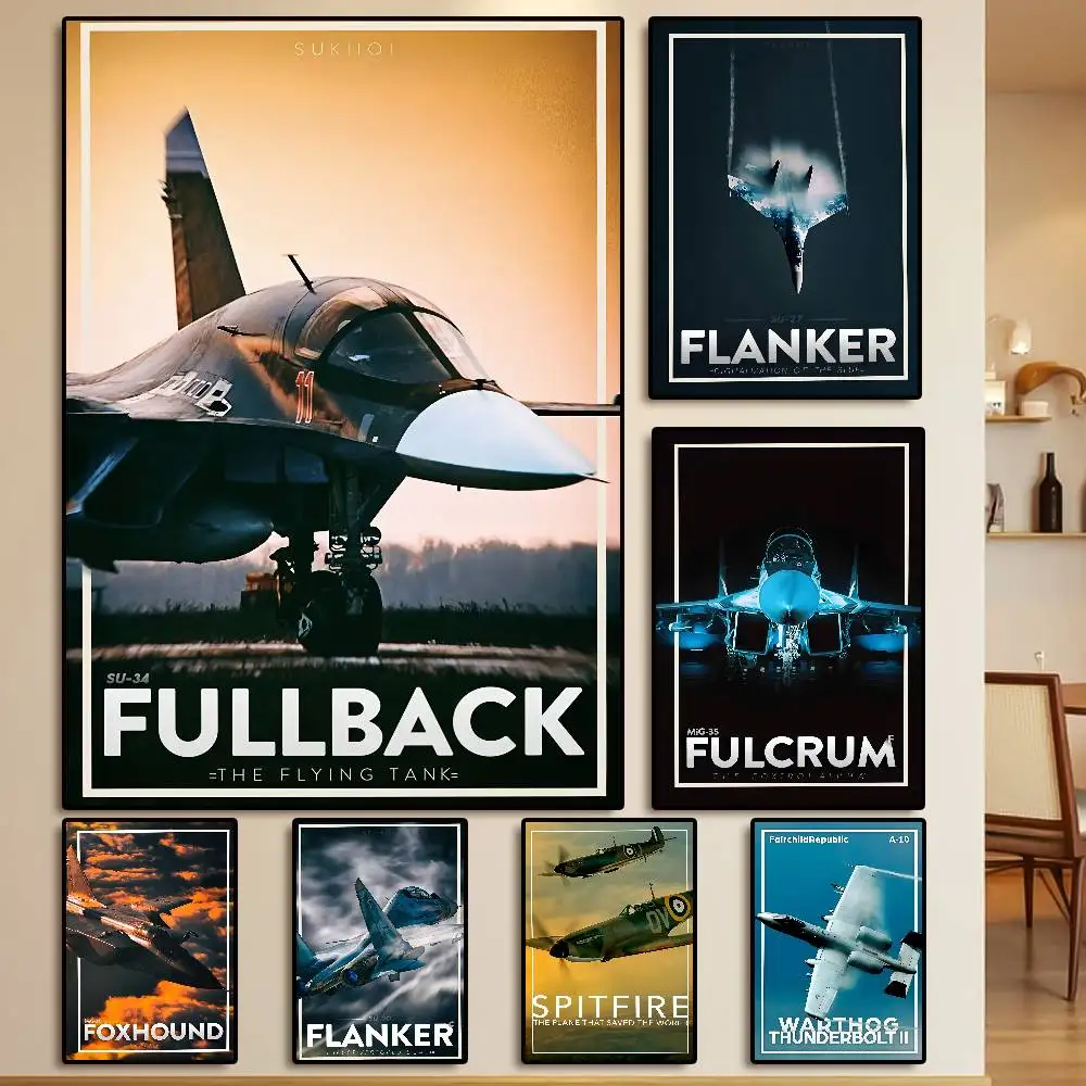 Russia Modern Fighter Jets Poster HD Sticky Wall Waterproof Home Living Room Bedroom Dorm Aesthetic Decoration