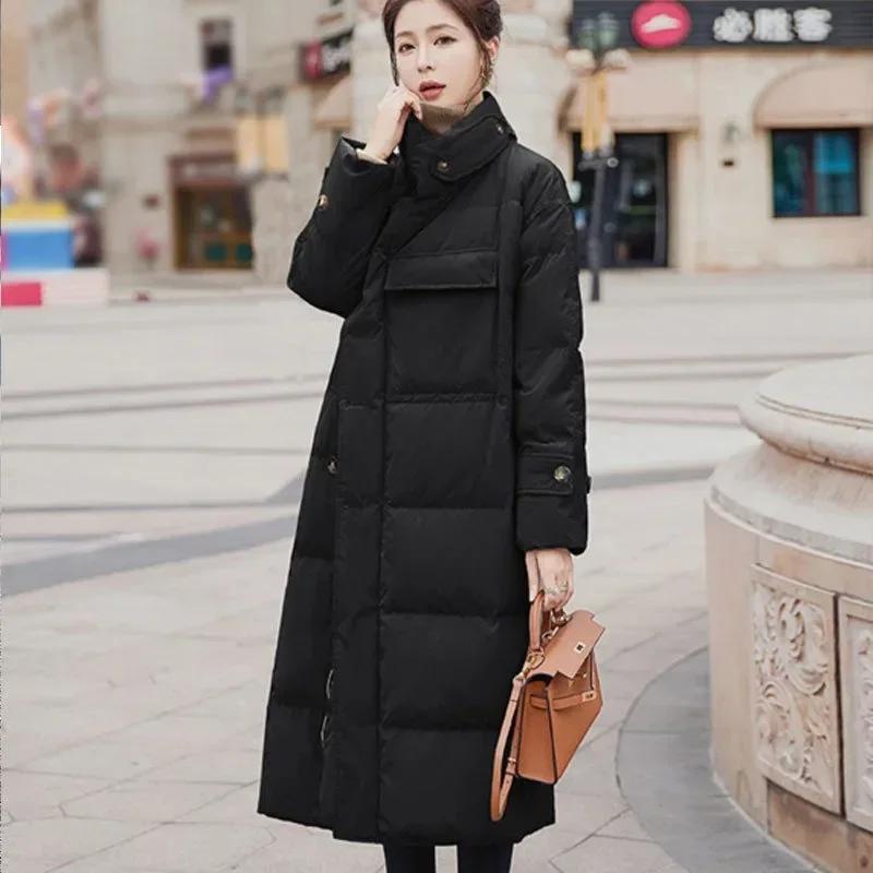 

2023 New Women Down Cotton Coat Winter Jacket Female Mid Length Version Parkas Loose Overcoat Thick Warm Leisure Time Outwear