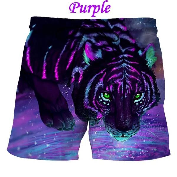 Men's Fashion Summer Tiger 3D Printing Personality Cool Beach Shorts