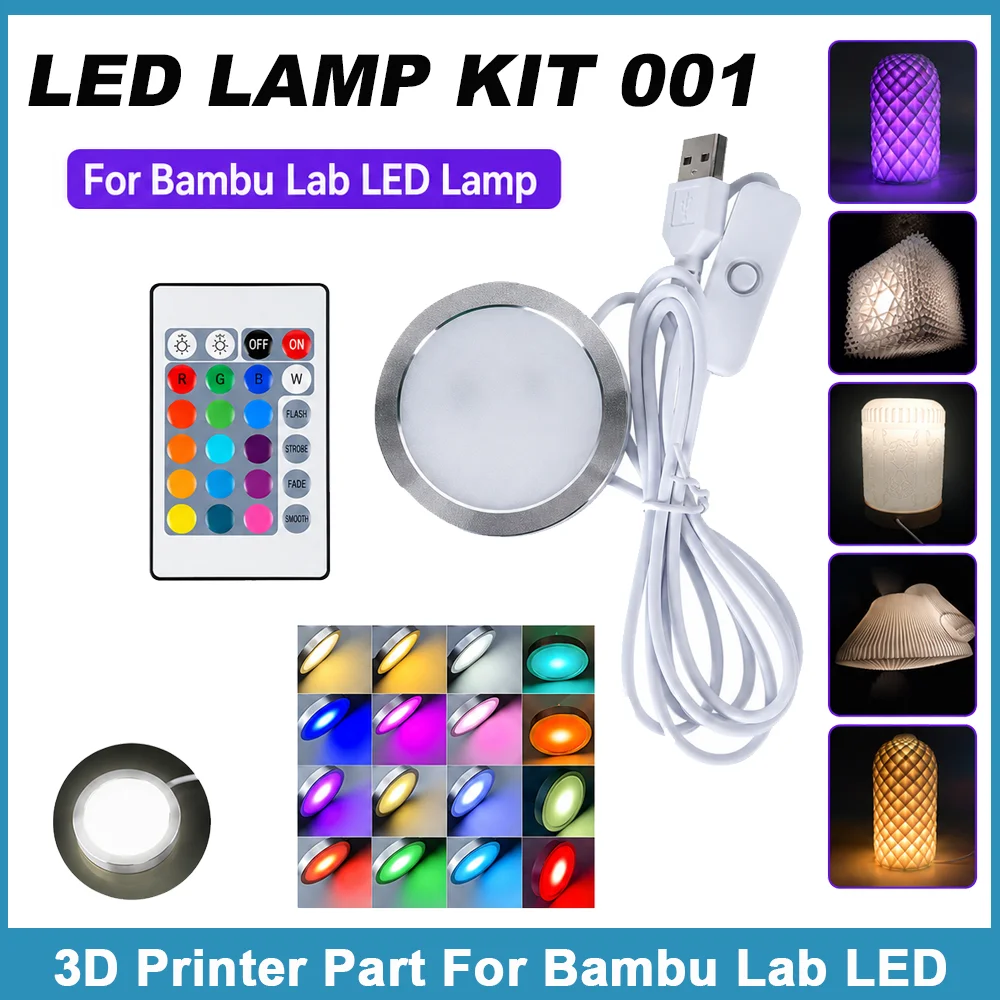For Bambu Lab LED Lamp Kit 001 DIY Model Hardware Without Shell Warm White DC 5V 3D Printer Adjustable Light Kit 3D Printer Tool