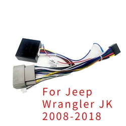 Para jeep wrangler jk 2008-2018 cablagens de rádio cablagens caber adaptador de cabo de alimentação do carro de áudio 16pin android com caixa canbus