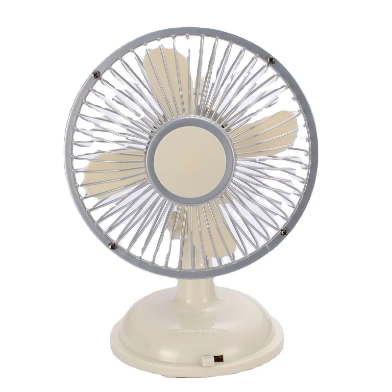 Retro 2-Speed 5.7-inch USB/AA Battery Powered Desk Fan Oscillating Table Fan for Outdoor Travel Hiking Camping Climbing