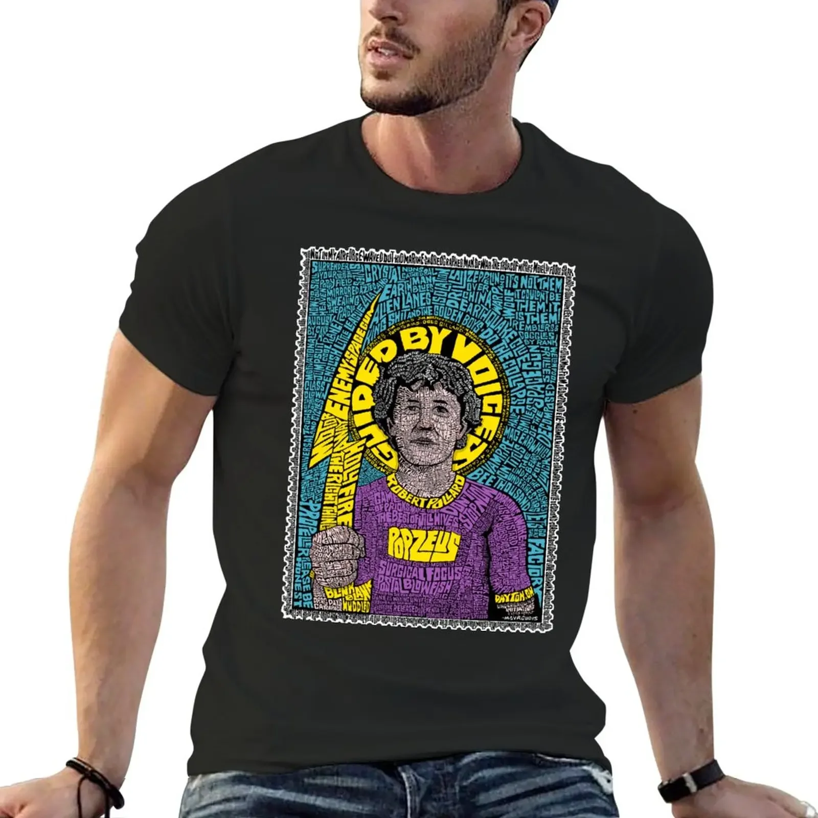 New POP ZEUS: ROBERT POLLARD: GUIDED BY VOICES Portrait T-Shirt summer tops essential t shirt funny t shirts for men