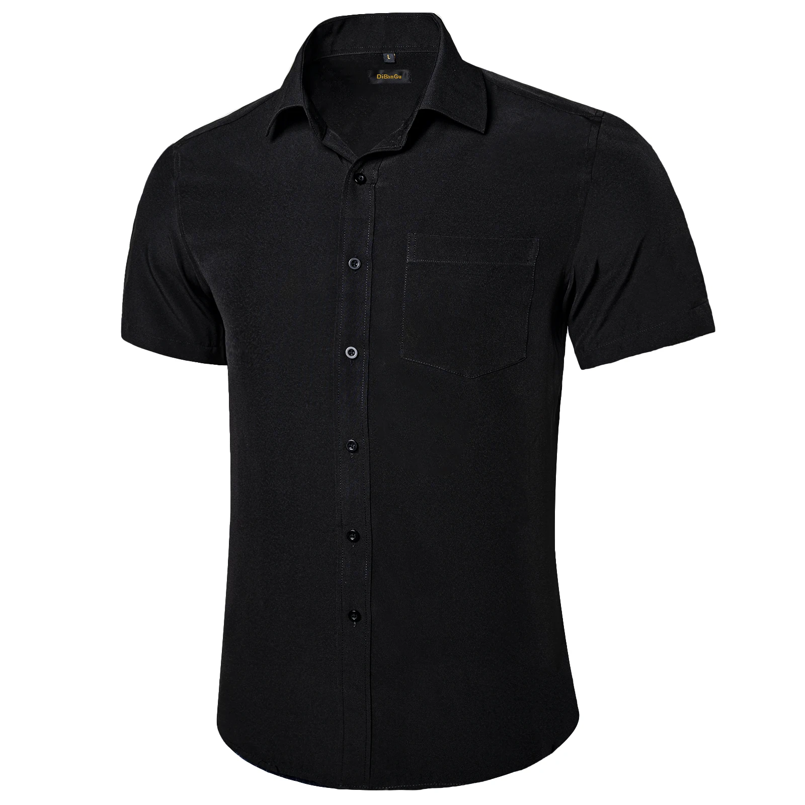 Summer Short Sleeve Shirts For Men Cotton Polyester Solid Black White Blue Turn-down Collar Casual Business Regular Fit Oversize