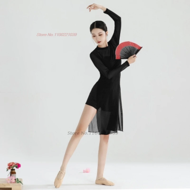 Chiński strój taneczny vintage z 2025 roku, tradycyjny qipao, sukienka cheongsam z siateczki + zestaw szortów, występ sceniczny, ludowy taniec, sukienka qipao