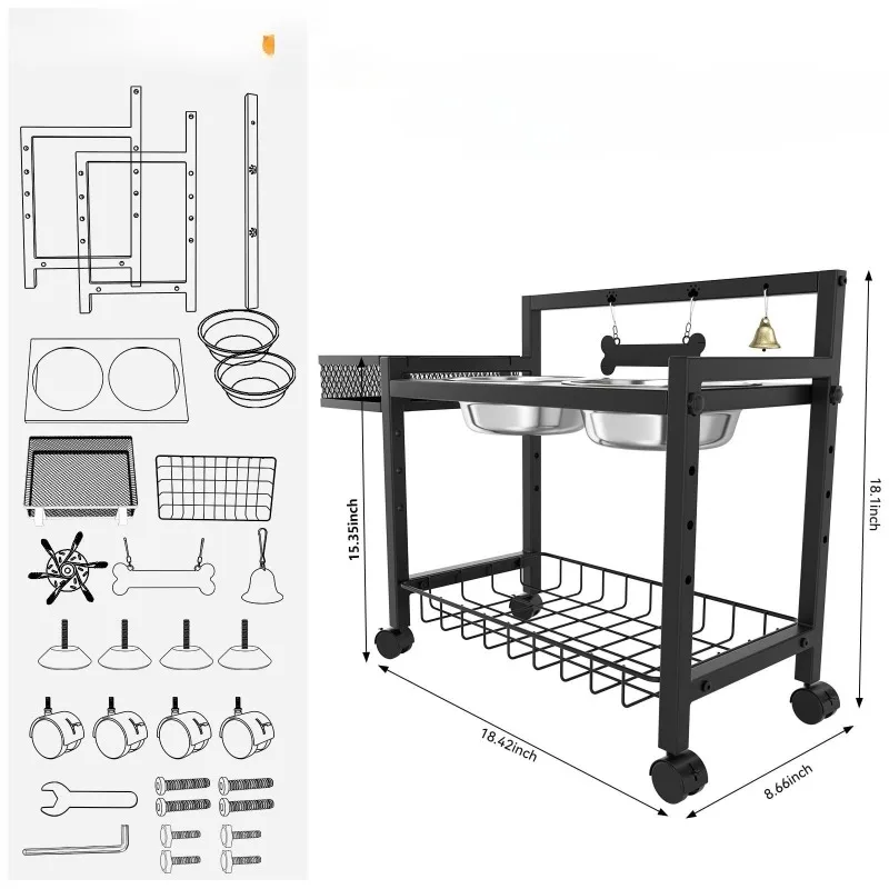

Stainless Steel Pet Bowl Holder Dog Bowl Cat Bowl Food Removable Mobile Amazon Cat and Dog