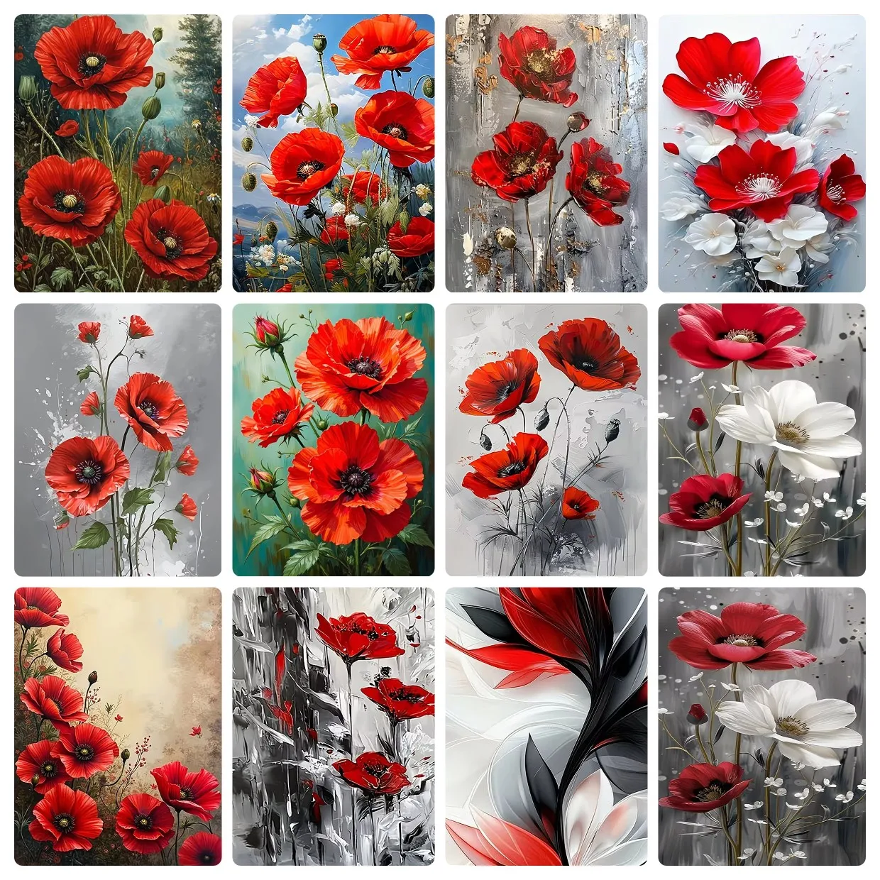 Floral Pattern Painting By Adult Number Oil Paint Drawing on Canvas Floral Craft Handmade on The Wall Home Decor