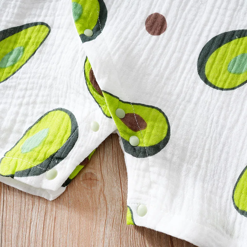 Cartoon Printed Fashion Baby Clothing Casual Clothes Fashion Printed pretty Outfit Solid Jumpsuit Summer Boy white green Avocado