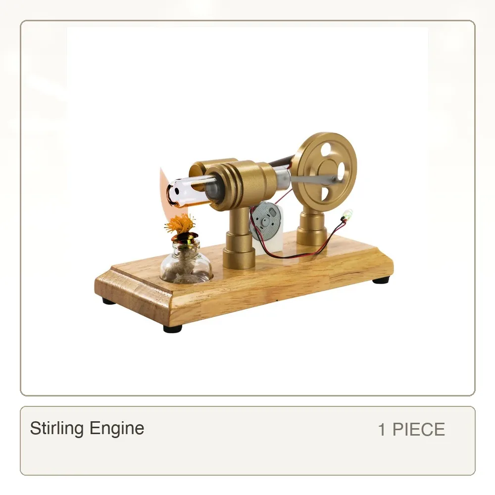 Stirling Engine Power Generation Model Kit Wooden Base Science and Education Physics Experiment Model Model Toy